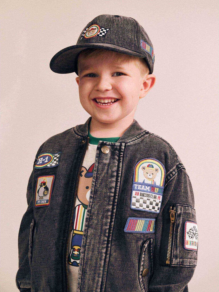 HUXBABY Black Knit Denim Patches Jacket