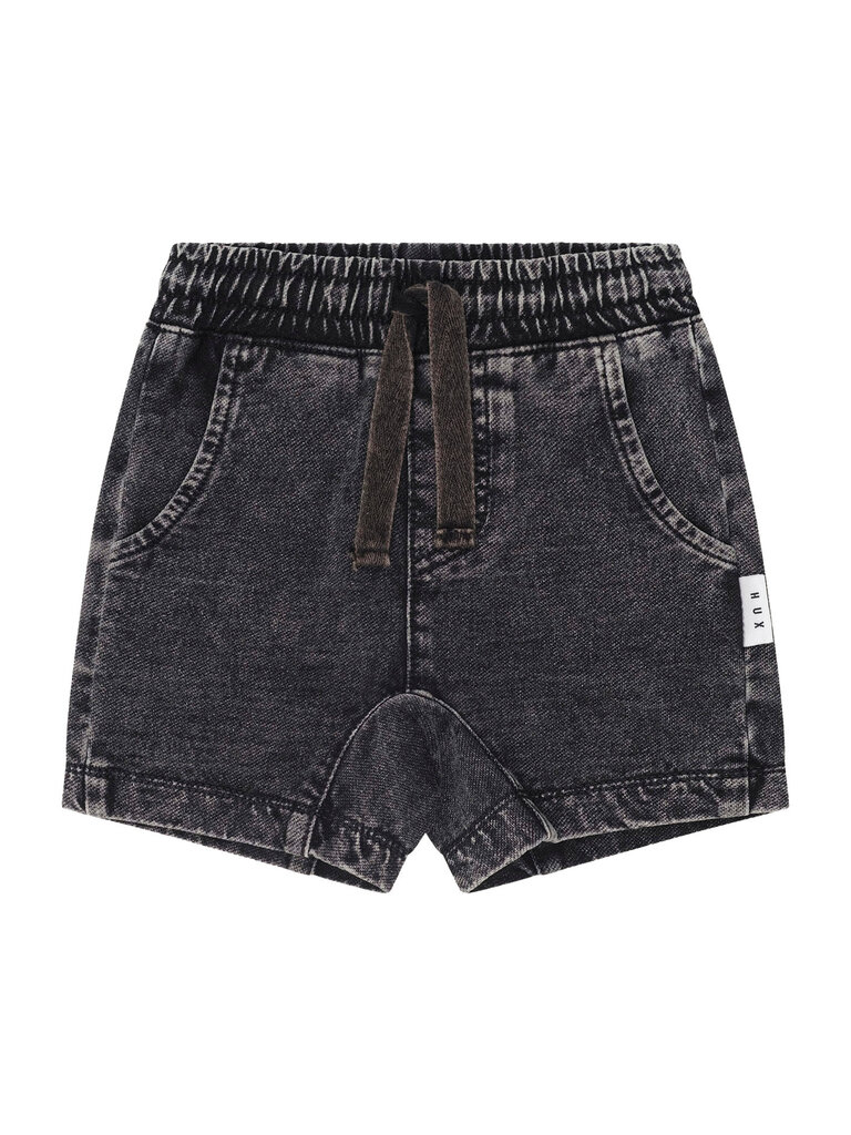 HUXBABY Black Knit Denim Gusset Short