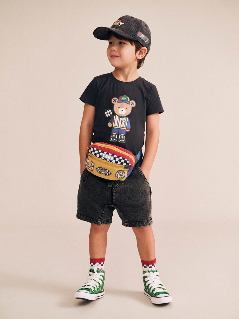 HUXBABY Black Knit Denim Gusset Short