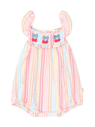 HUXBABY Vintage Rainbow Stripe Bubble Romper