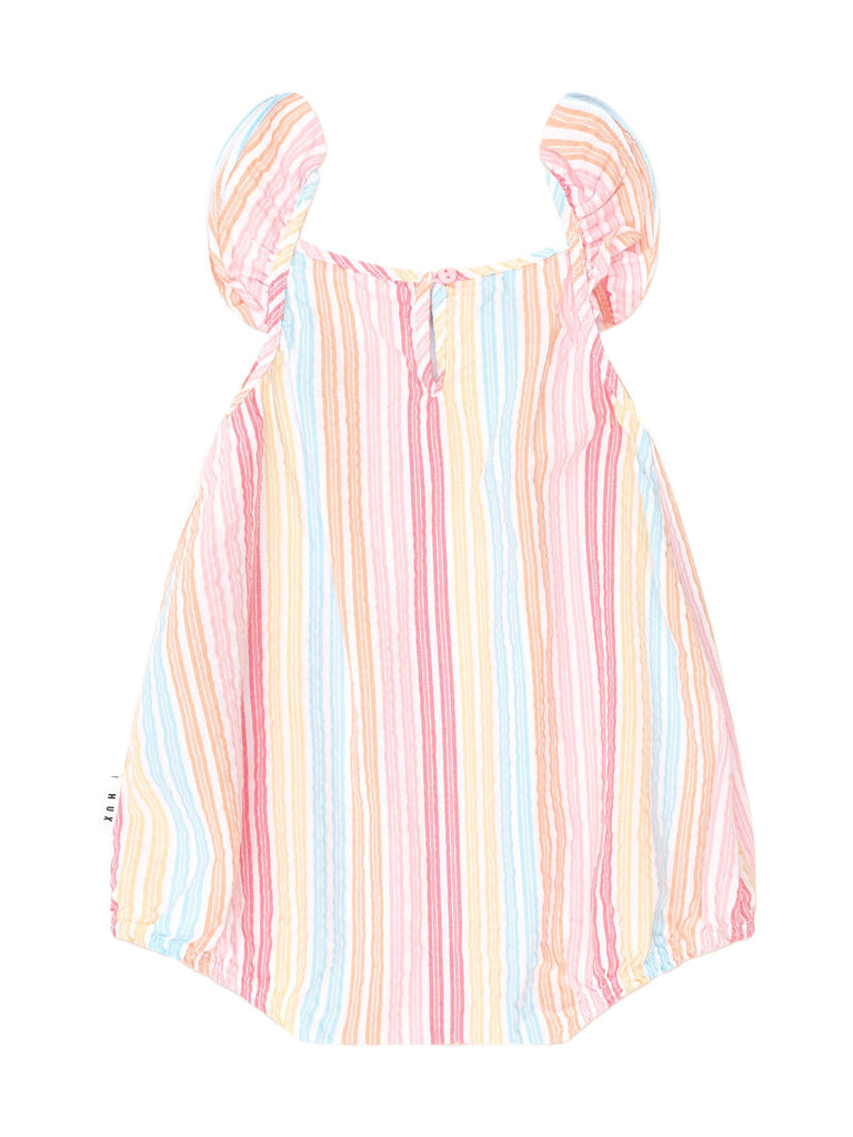 HUXBABY Vintage Rainbow Stripe Bubble Romper