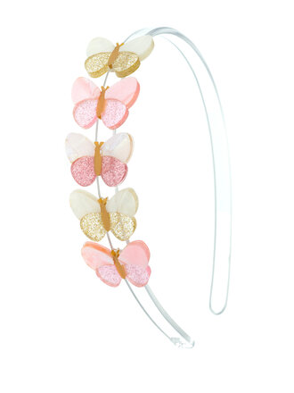 Lilies and Roses Shimmer Pink Butterflies Headband