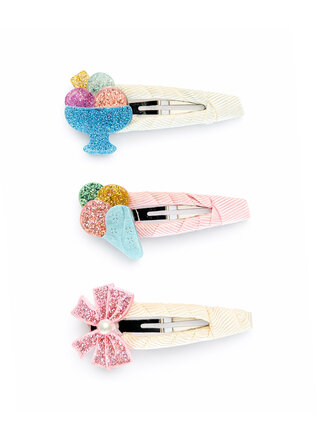 Lilies and Roses Ice Cream and Bow Snap Clips