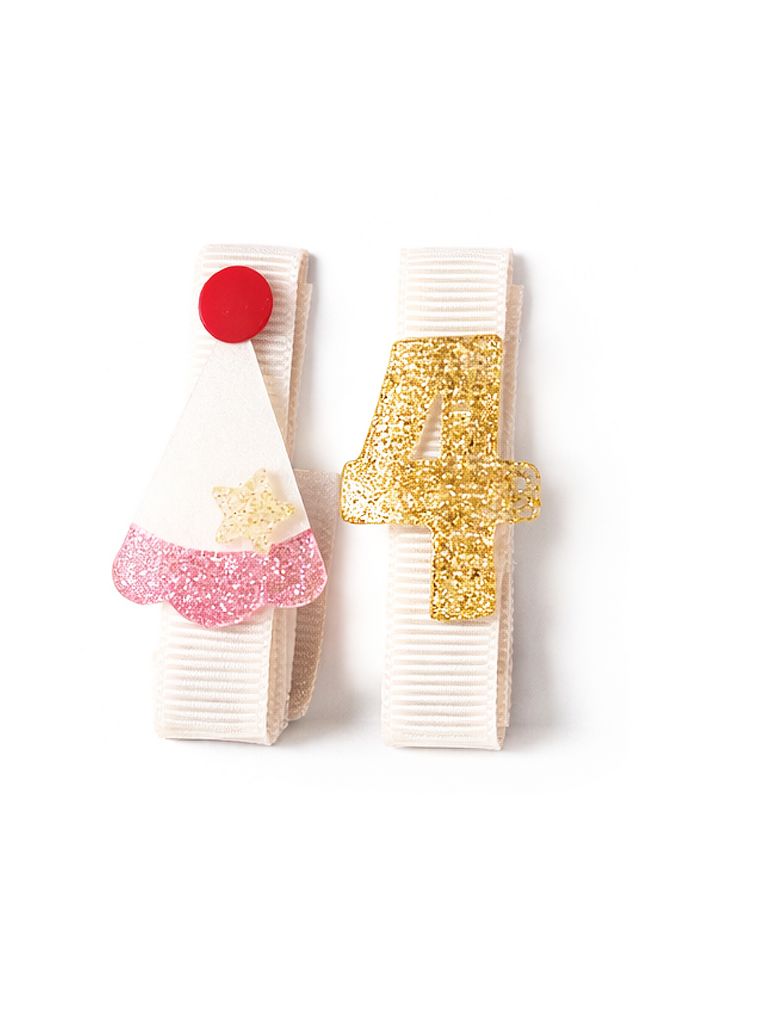 Lilies and Roses Little Party Hat 4 Hair Clips