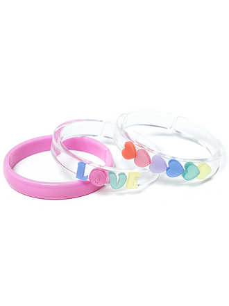 Lilies and Roses Pearl Love & Hearts Bangle Set