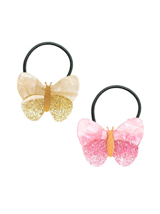 Lilies and Roses Pink and Gold Butterfly Ponytails