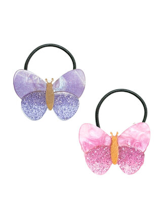 Lilies and Roses Lilac and Pink Butterfly Ponytails