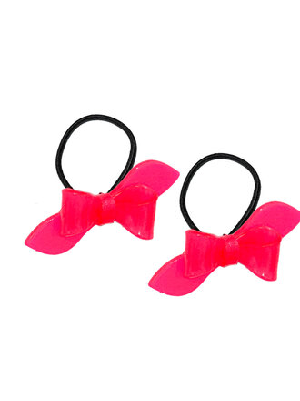 Lilies and Roses Neon Pink Bows Ponytails