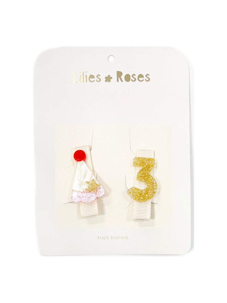 Lilies and Roses Little Party Hat 3 Hair Clips