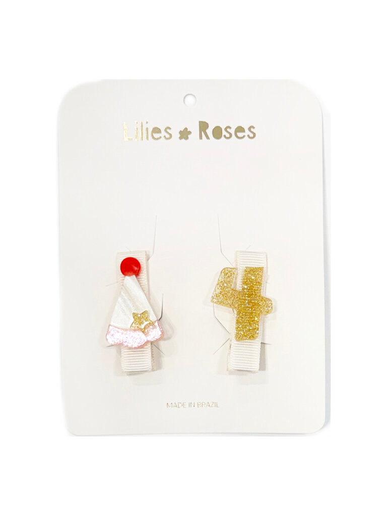 Lilies and Roses Little Party Hat 4 Hair Clips