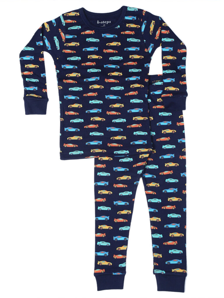 Baby Steps Navy Race Car Pajamas