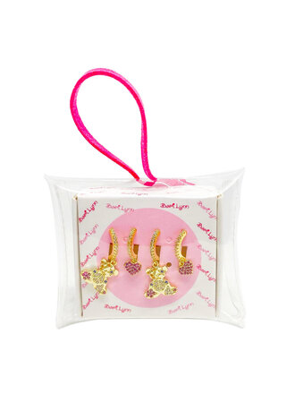 Bari Lynn Teddy & Heart Hoop Earring Set