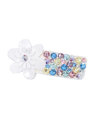Bari Lynn Leather Flower Crystalized Clip