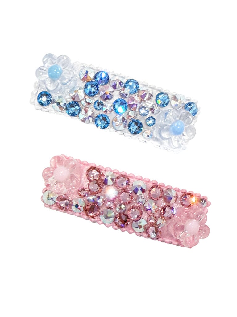 Bari Lynn Flower Charm Crystallized Satin Clip