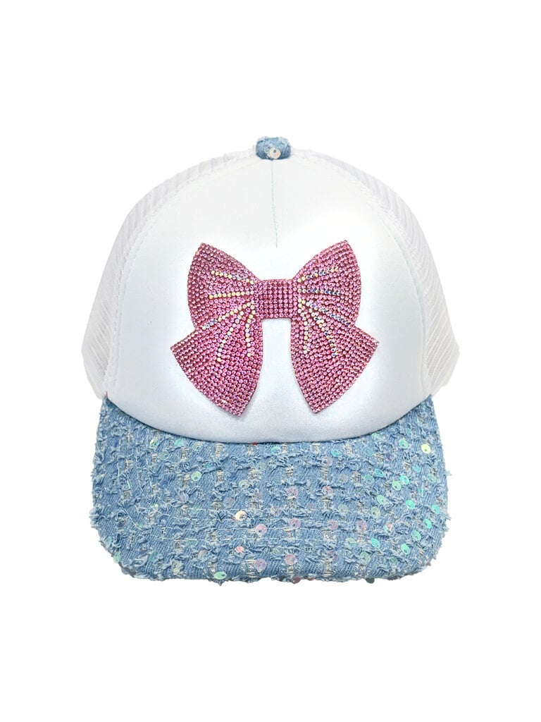 Bari Lynn Crystalized Sequin Denim Trucker Hat