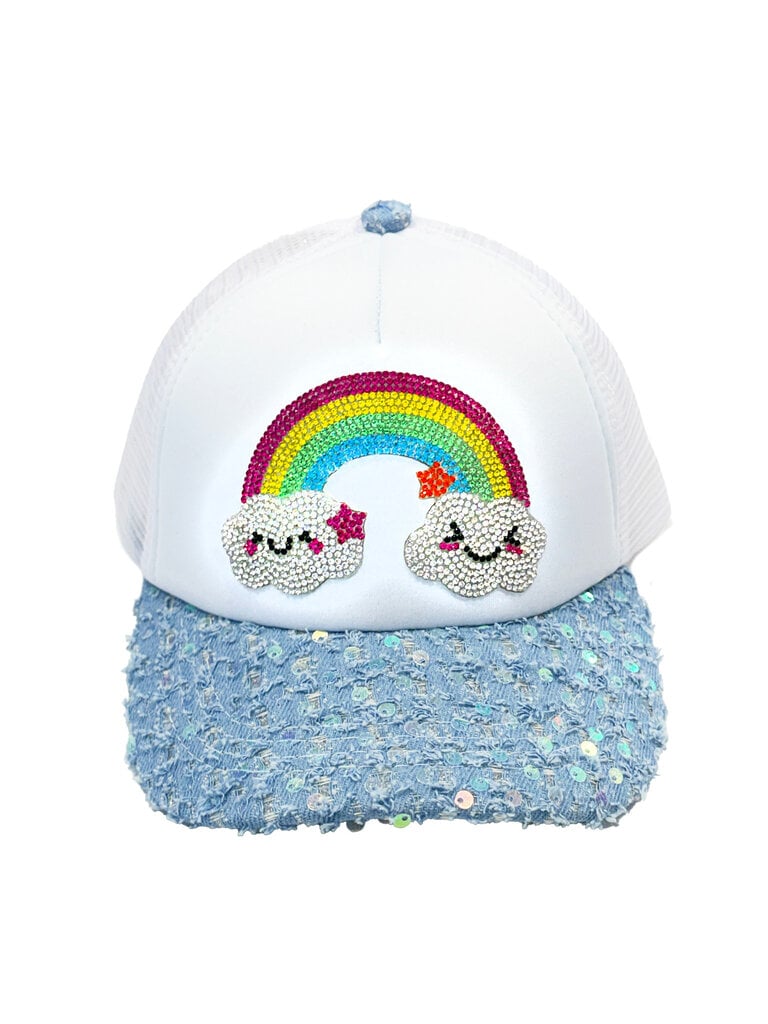 Bari Lynn Crystalized Sequin Denim Trucker Hat