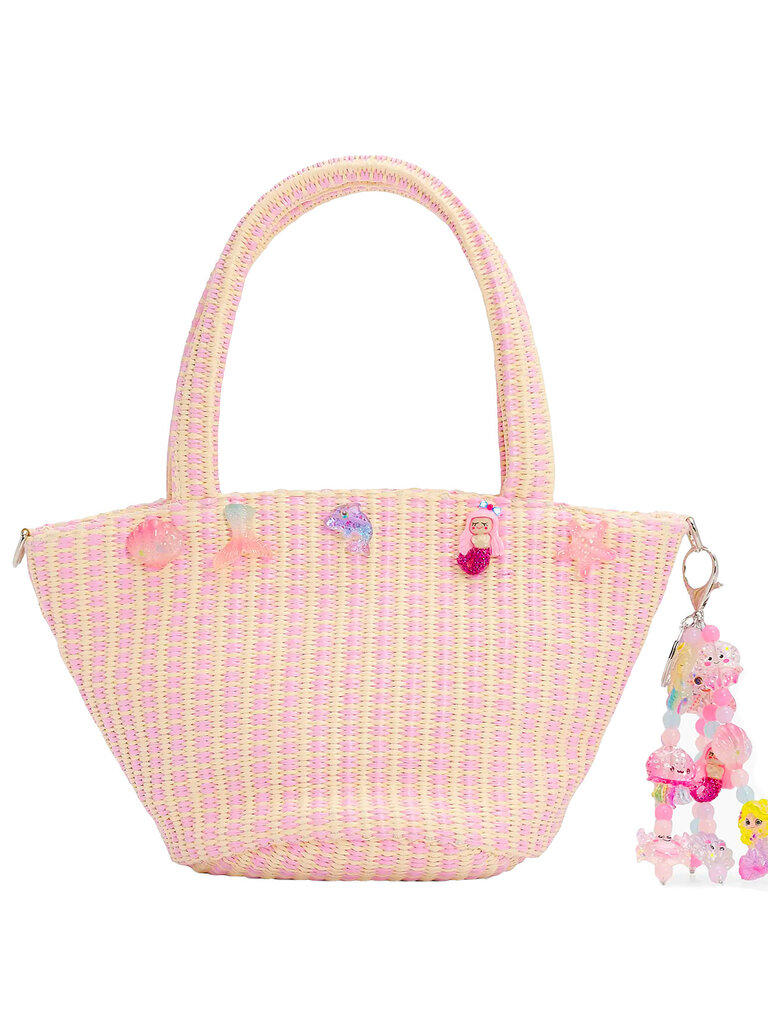 Bari Lynn Mermaid Charm Raffia Bag
