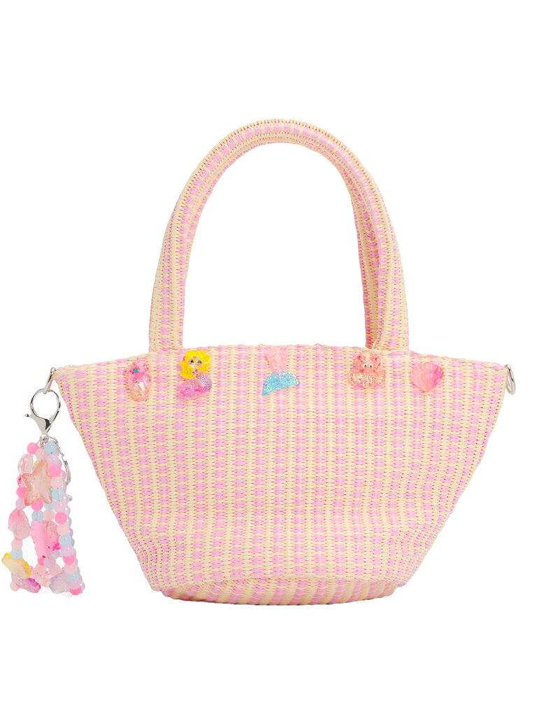 Bari Lynn Mermaid Charm Raffia Bag