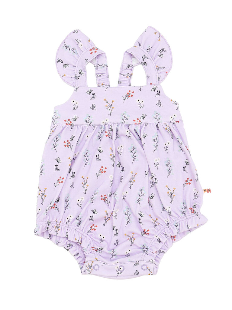 Petite Hailey Pink Flower Ruffle Bubble Romper