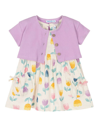 Mayoral Floral Dress Cardigan Set