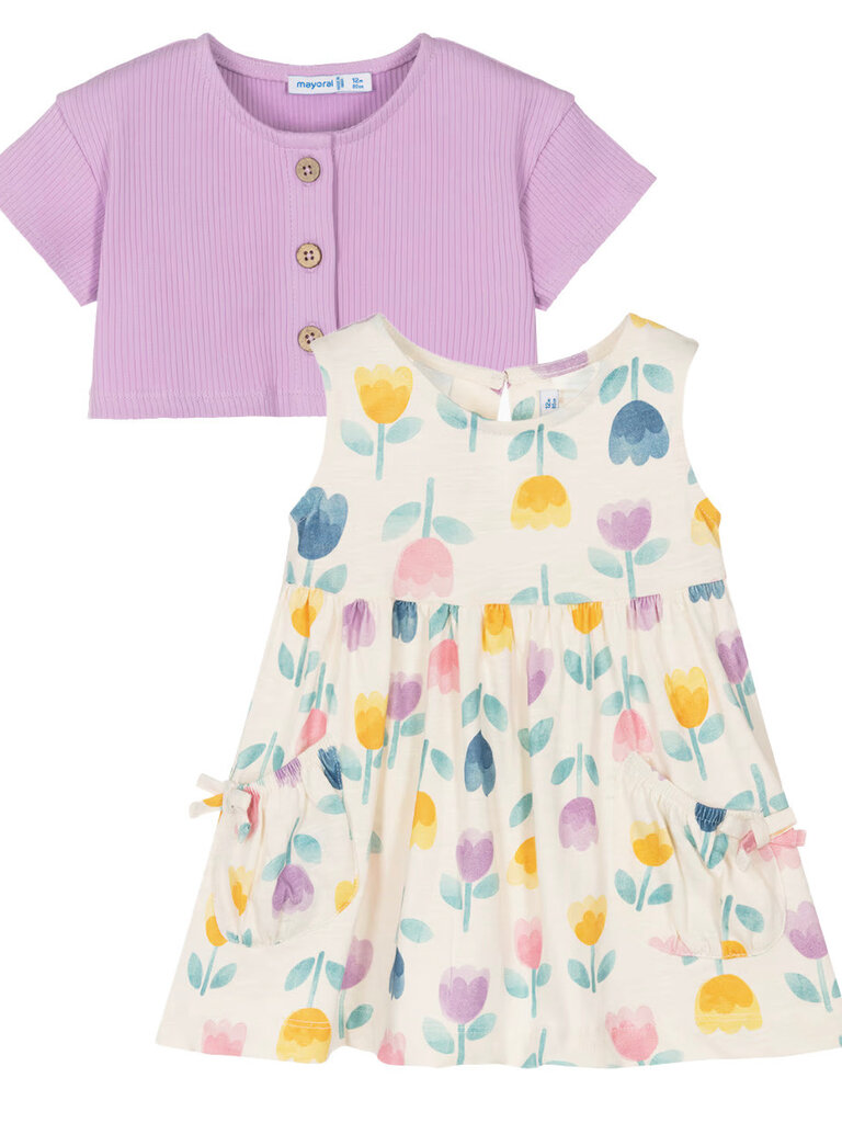 Mayoral Floral Dress Cardigan Set
