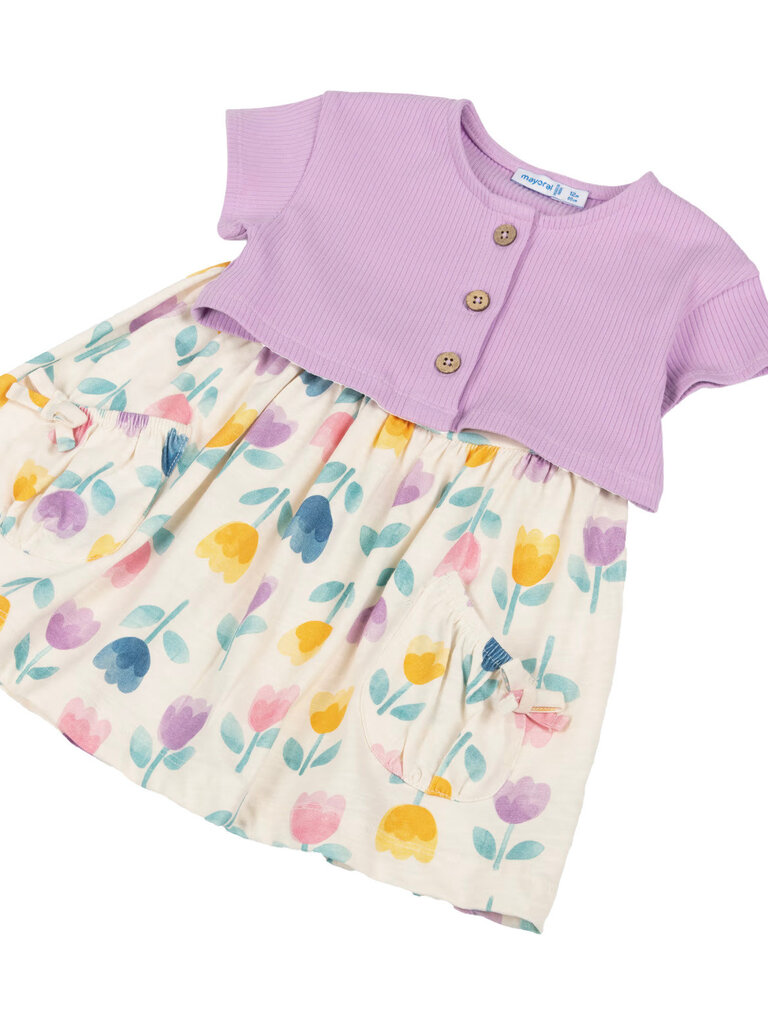 Mayoral Floral Dress Cardigan Set