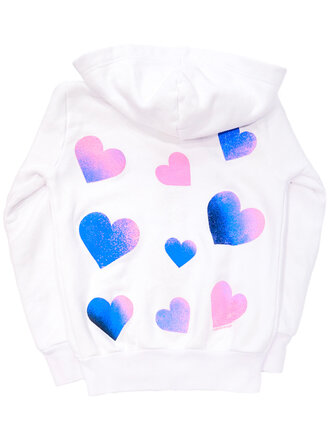 Californian Vintage HEARTS White Zip Up Hoodie
