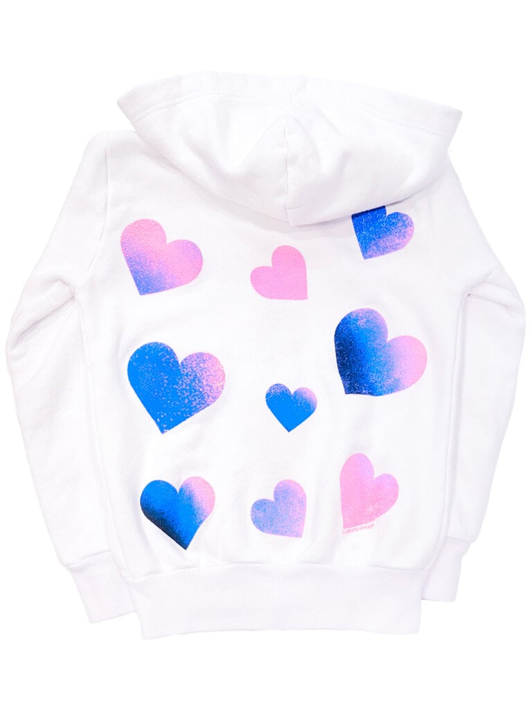 Californian Vintage HEARTS White Zip Up Hoodie