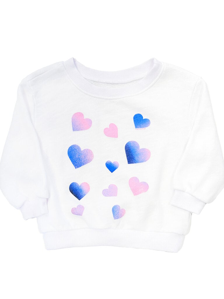 Californian Vintage Baby HEARTS White Sweatshirt