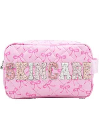 OMG Accessories Skincare Bow Quilted Pouch