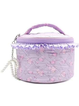 Quilted Floral Round Glam Bag with Charm