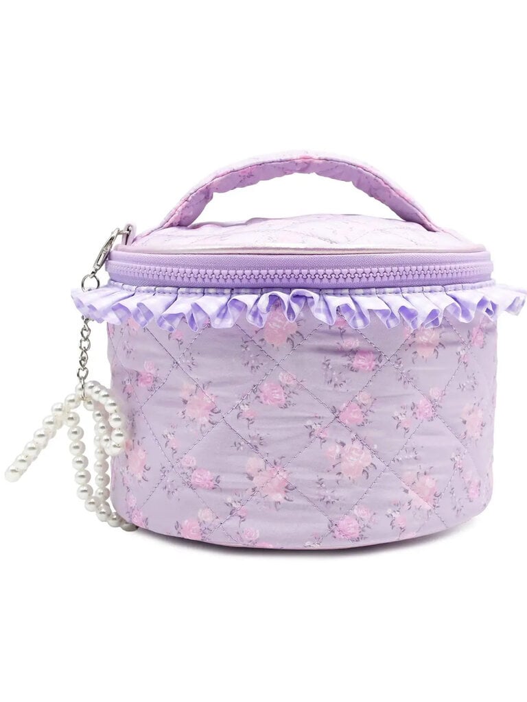 Quilted Floral Round Glam Bag with Charm