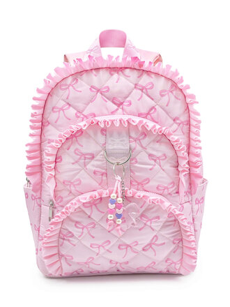 Bow Pink Ruffle Quilted Large Backpack