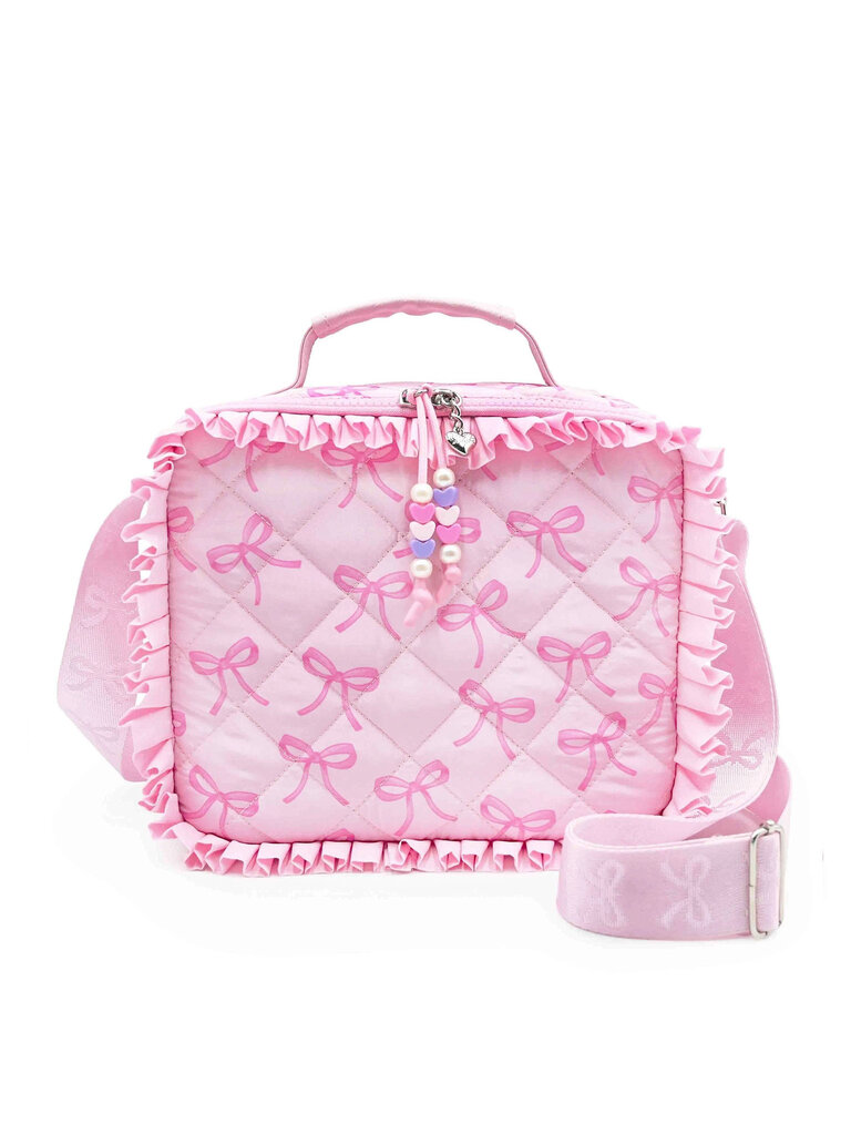 Bow Pink Ruffle Quilted Lunch Bag