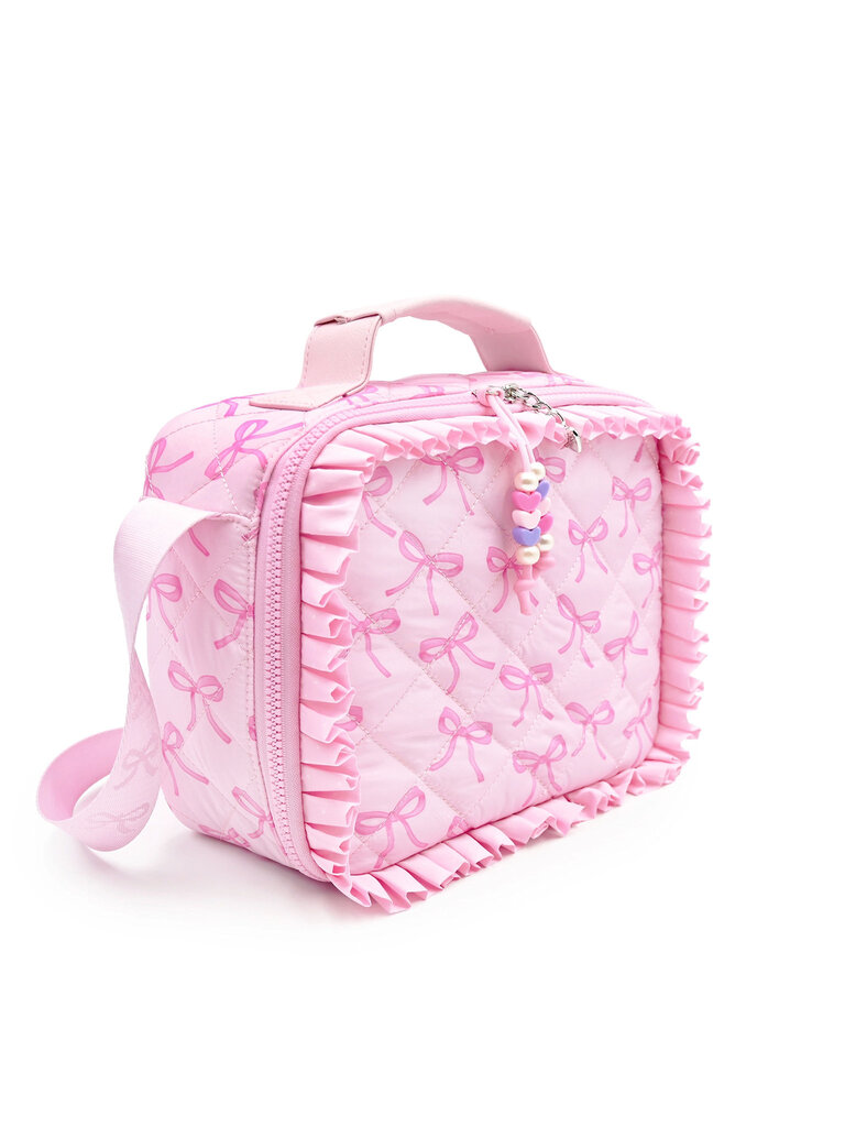 Bow Pink Ruffle Quilted Lunch Bag