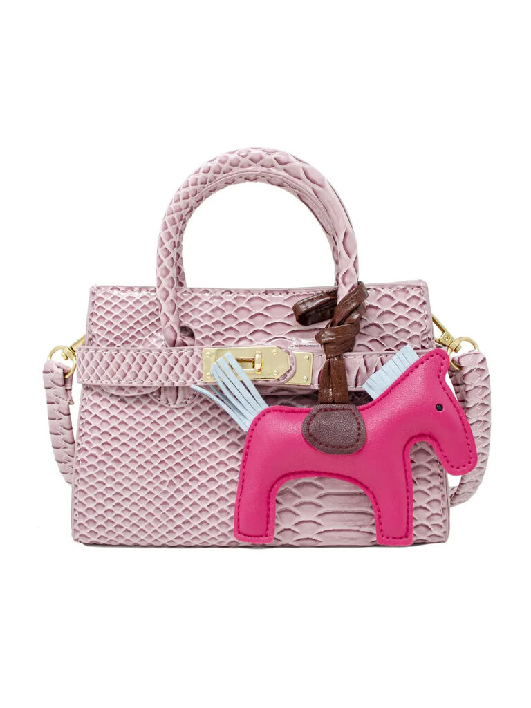 Zomi Gems Patent Crocodile Pony Handbag