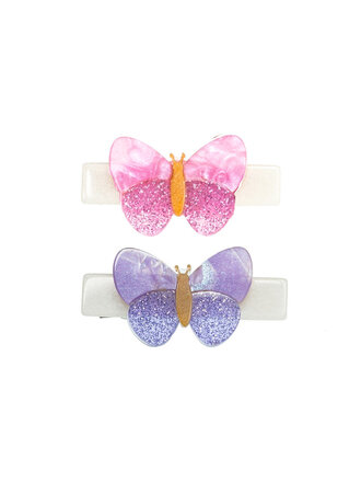Lilies and Roses Lilac & Pink Shimmer Butterflies Hair Clips