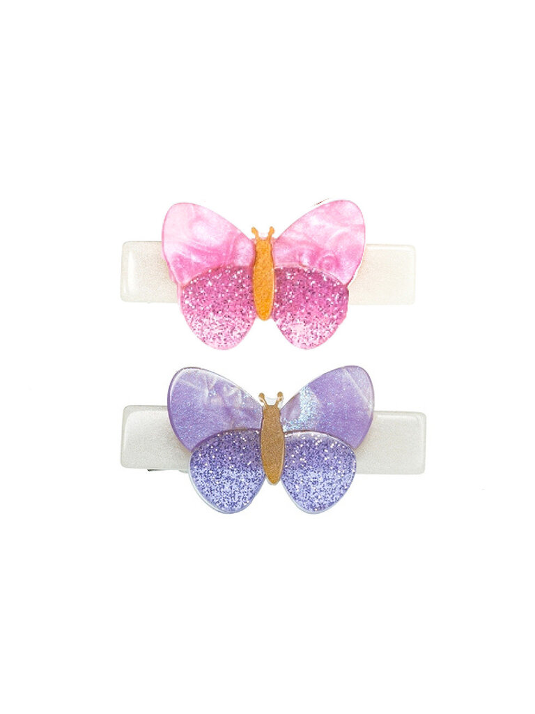 Lilies and Roses Lilac & Pink Shimmer Butterflies Hair Clips