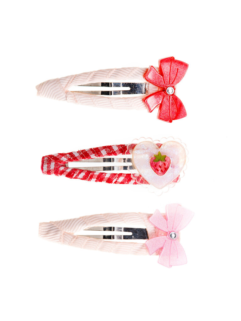 Lilies and Roses Pearl Strawberry & Bows Snap Clips