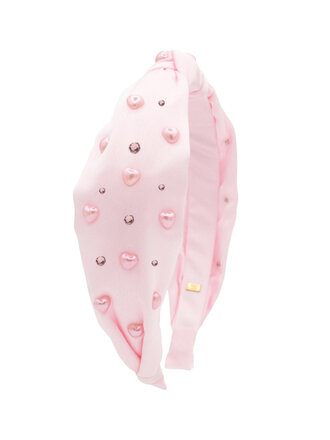 Bari Lynn Satin Pearl Hearts Crystal Headband