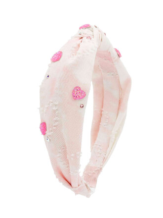 Bari Lynn Glitter Heart Denim Headband