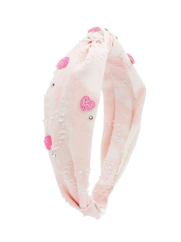 Bari Lynn Glitter Heart Denim Headband