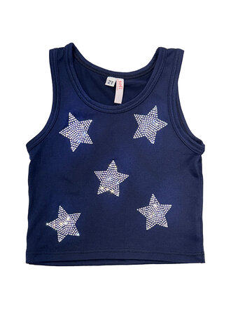 sofi Rhinestone Stars Navy Tank Top