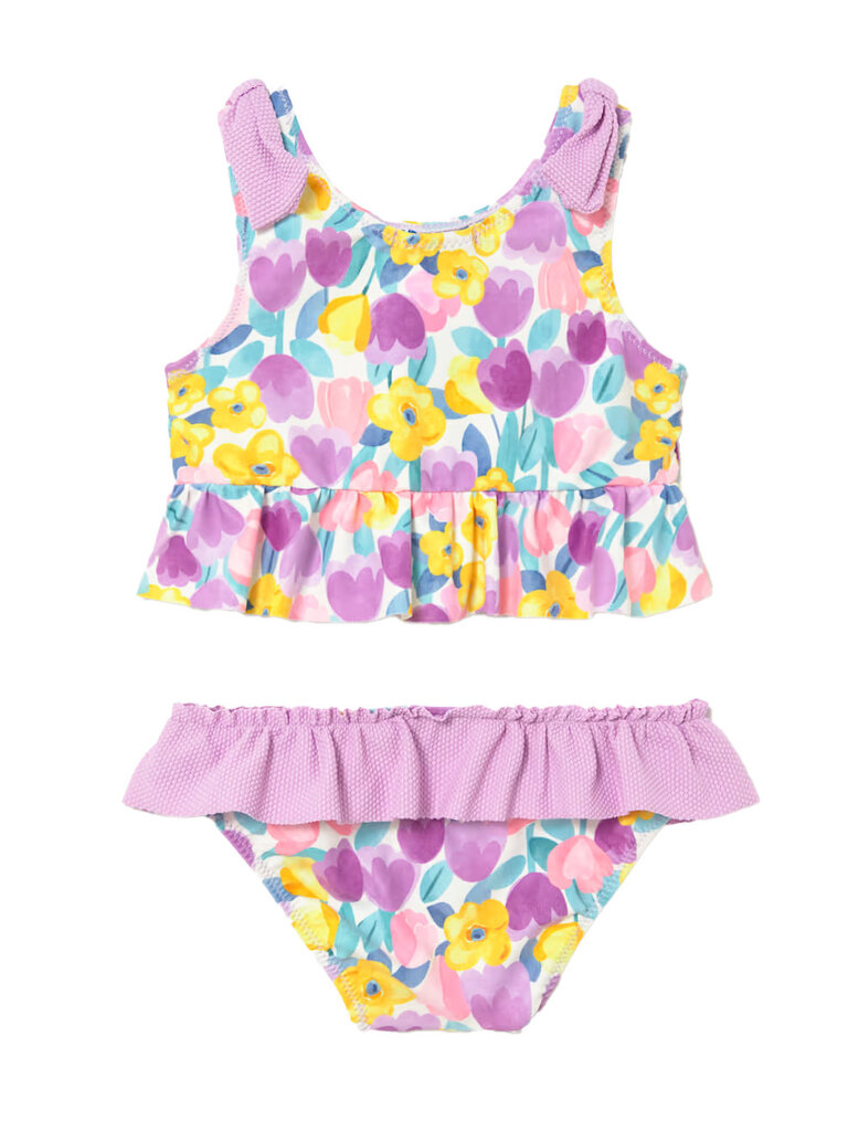 Mayoral Lilac Floral Bow Tankini Swimsuit