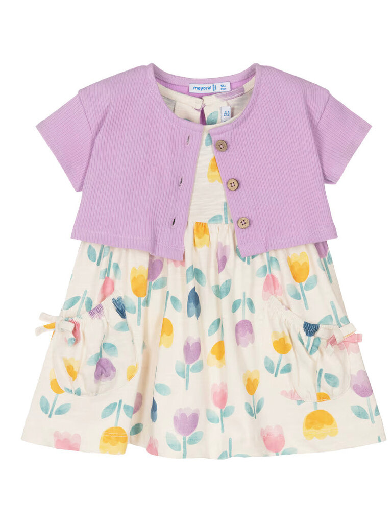 Mayoral Floral Dress Cardigan Set