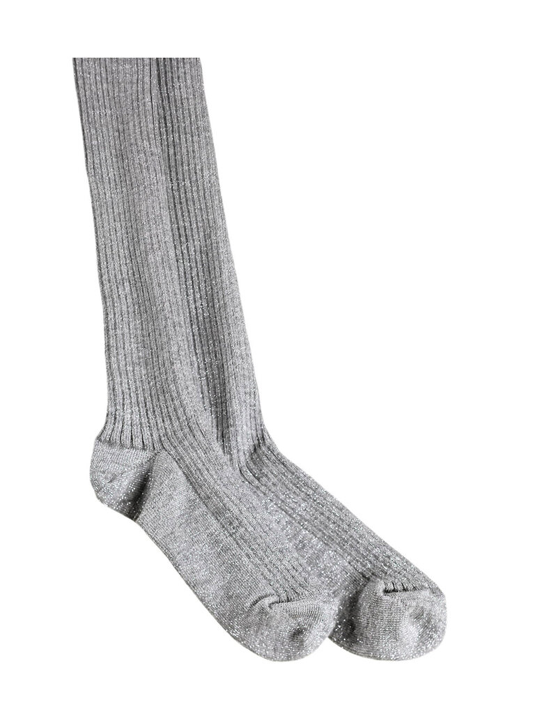 Molo Glitter Rib Tights - Grey Melange