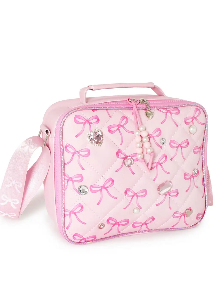 Bow Gem Quilted Lunch Bag with Charm