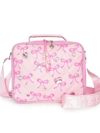 Bow Gem Quilted Lunch Bag with Charm
