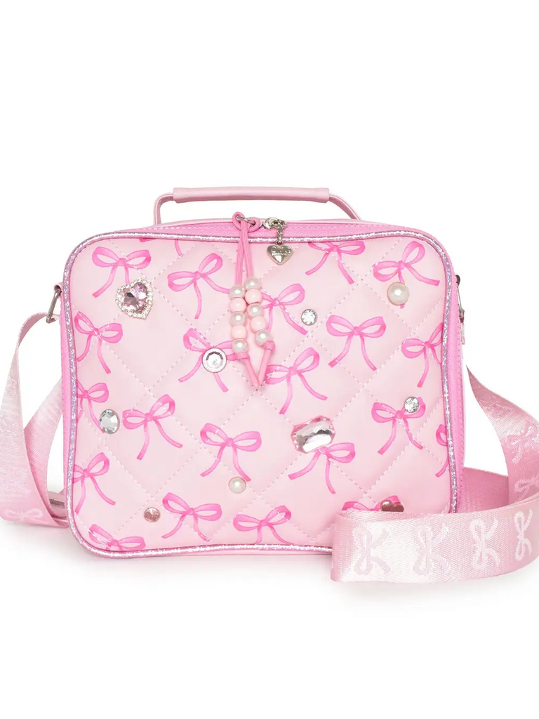 Bow Gem Quilted Lunch Bag with Charm