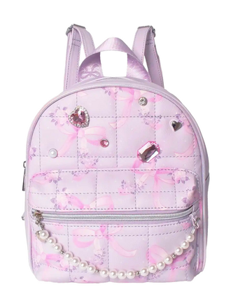Quilted Rhinestone Bow Mini Backpack
